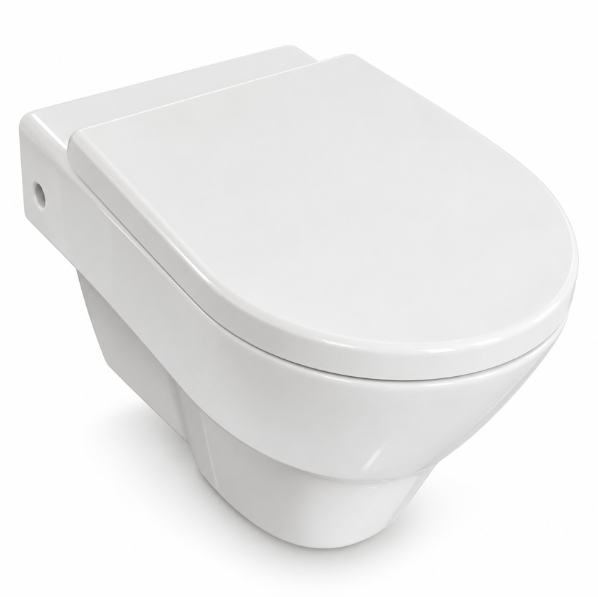 Pack cuvette à poser Porcher avec fixations cachées et abattant à abaissement standard — Réf. POR002