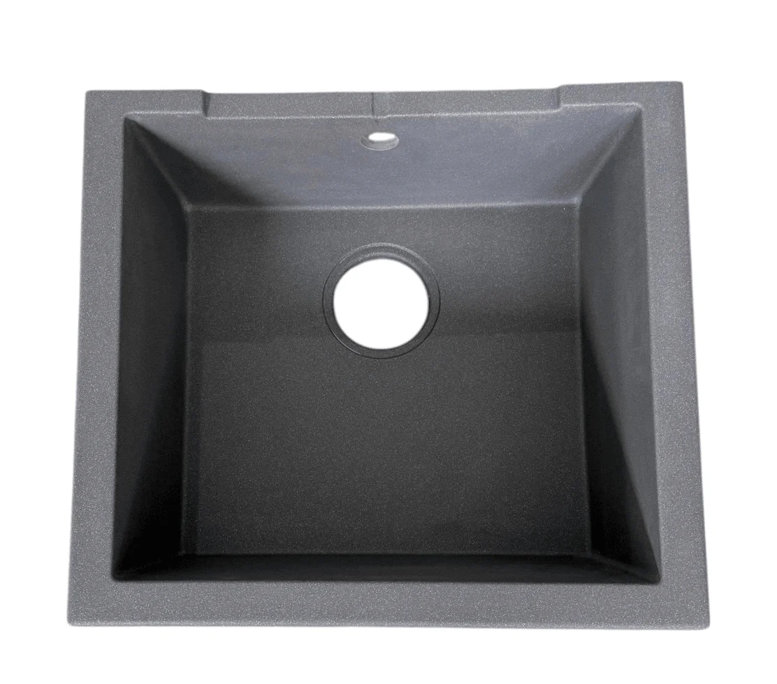 Évier de cuisine encastrable simple bac granit Deante Andante 49 x 43 cm en Anthracite métallisé avec vidage — Réf. DEA001