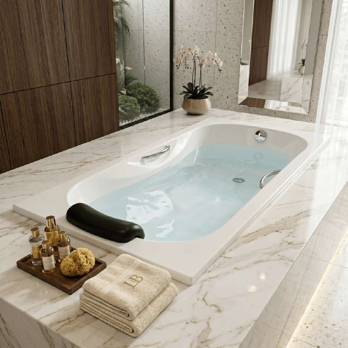 Baignoire Relax 170 x 75 cm avec paires de poignées et support pieds — Réf. DST017