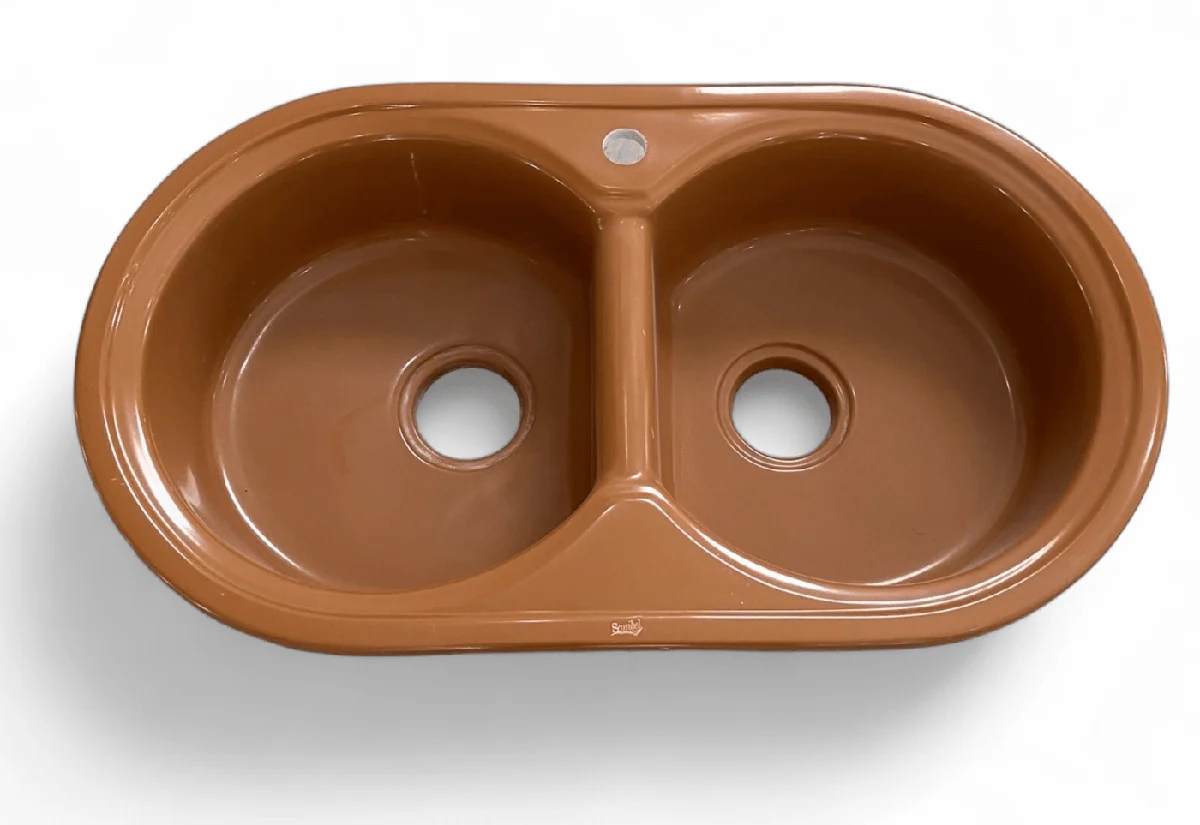 Évier terre de France Deco 86 cm double bacs sans vidage — Réf. DST030