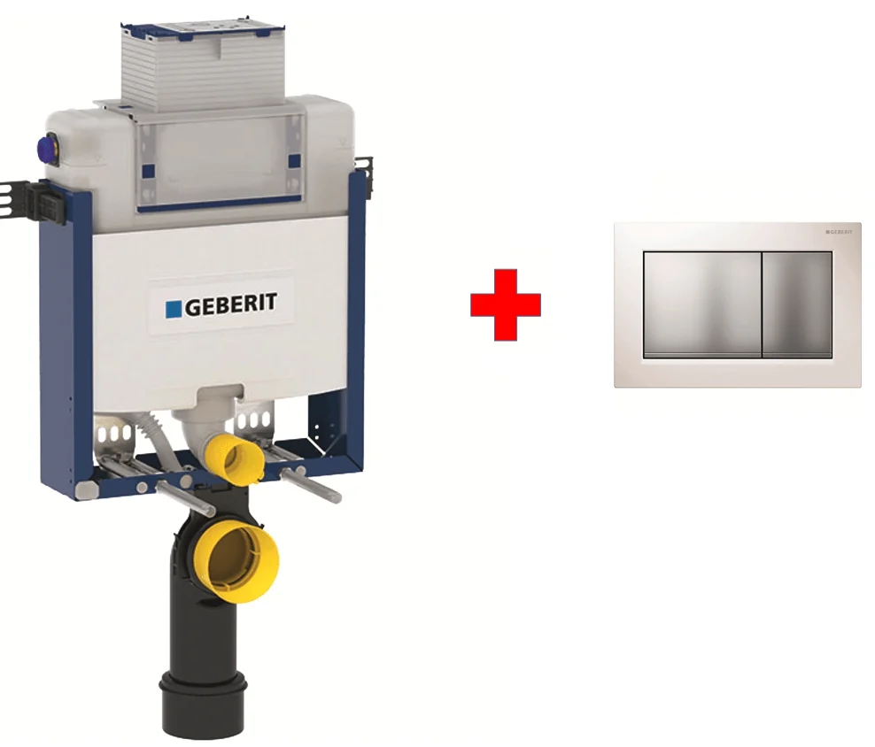 Bâti-support Geberit Combifix Omega 12 cm avec plaque de déclenchement Omega 30 blanc - chromé mat — Réf. GEB040