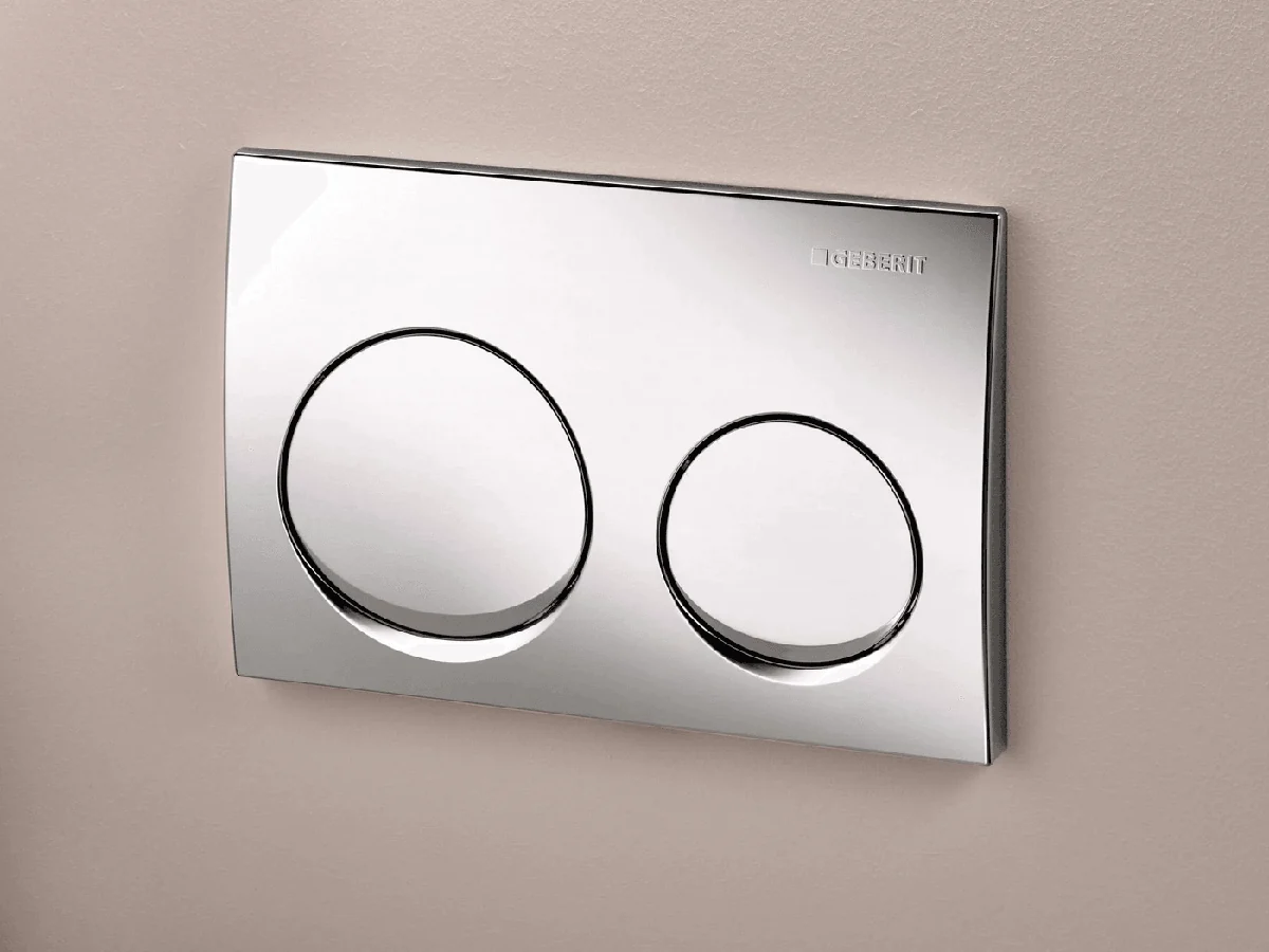 Plaque de déclenchement Geberit Alpha 25 chromé brillant (avec quelques traces) — Réf. GEB004