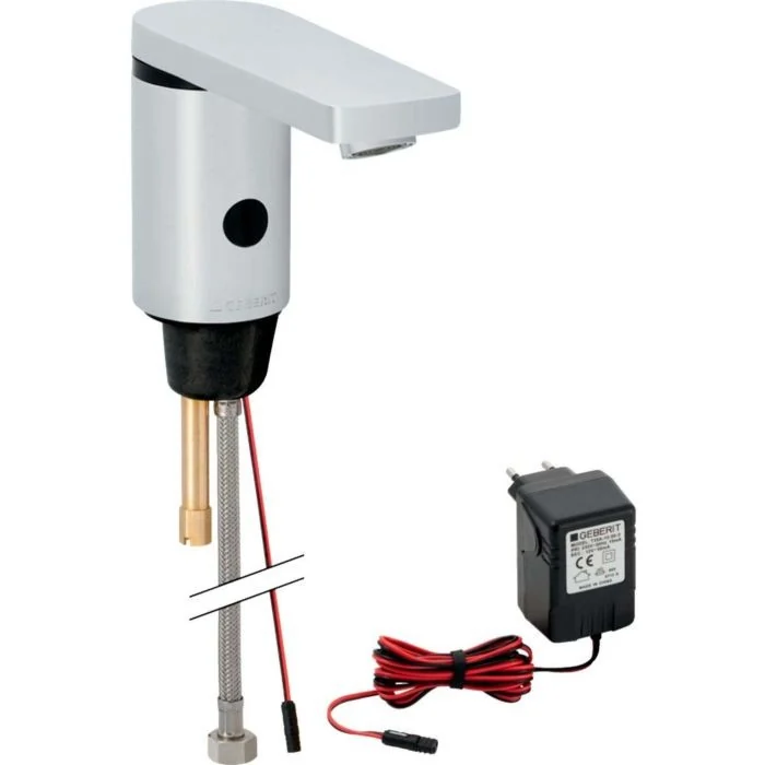 Robinet de lavabo électronique Geberit avec accessoires et transformateur — Réf. GEB041