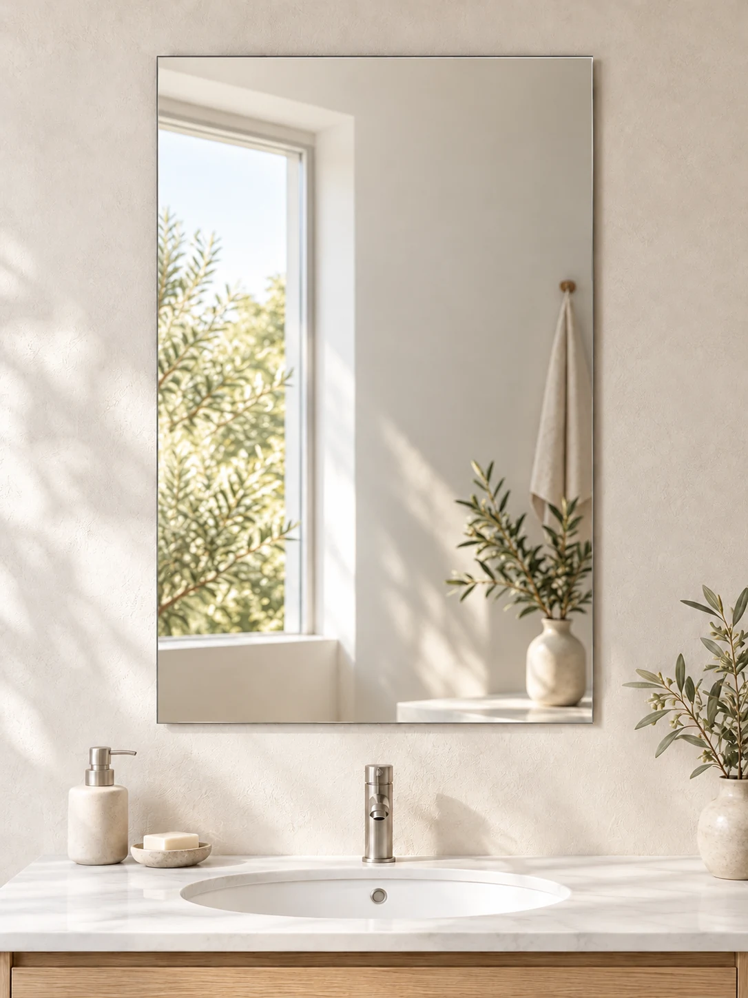 Miroir sans cadre de salle de bain 60 cm (avec quelques taches) — Réf. DST086