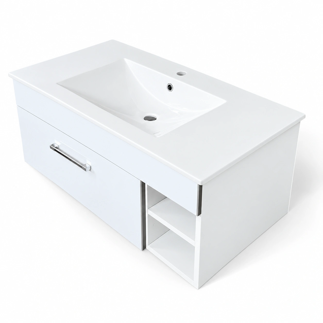 Plan-vasque Comete 96 cm avec meuble (sans mitigeur de lavabo) — Blanc · High Gloss — Réf. DST129