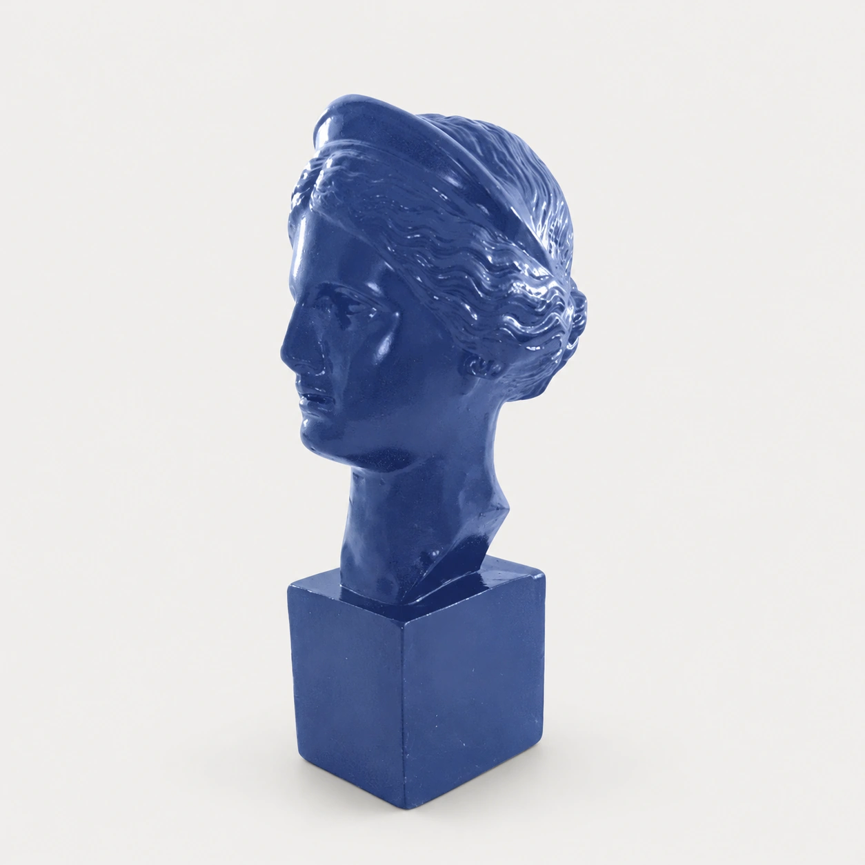 Buste décoratif bleu foncé sur socle — Réf. DST193