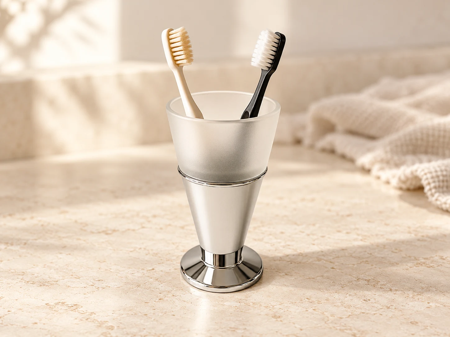 Porte-brosse à dents à poser en laiton chromé Franjues — Collection Venecia — Réf. FRA003